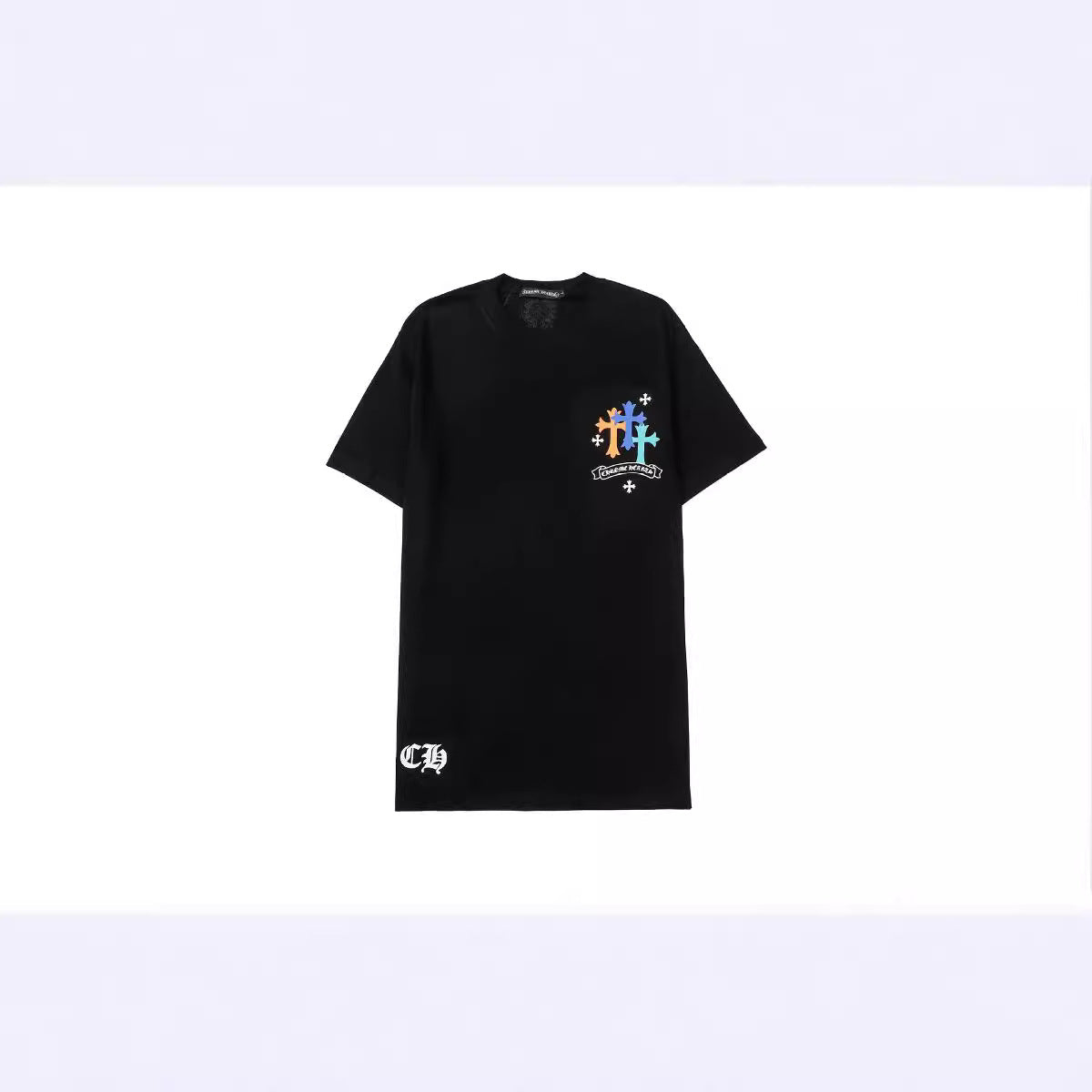 CHH Chrome Heart T Shirts Croix Cross Color Leather Printed Short Sleeve T-Shirt