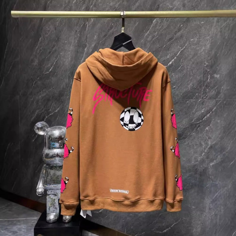 Chh Chrome Hearts Hoodie Autumn/Winter Sanskrit Alphabet Graffiti Embroidery Mouth Print Casual Loose Hooded Sweater