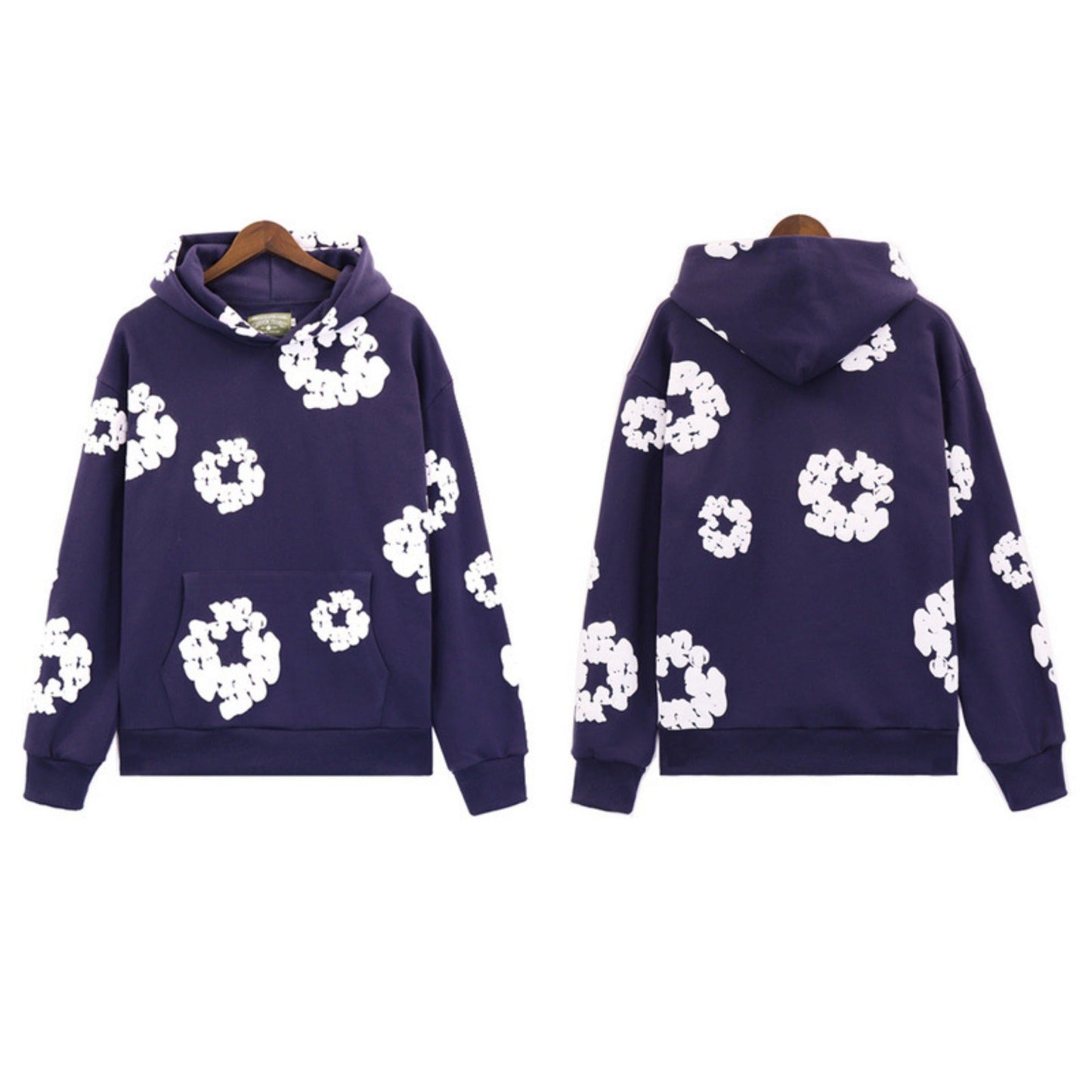 Denim Tears Outfit:Hoodie/Sweatpants (Separate Purchase Options) Puff Print Couple Loose Hooded Sweater