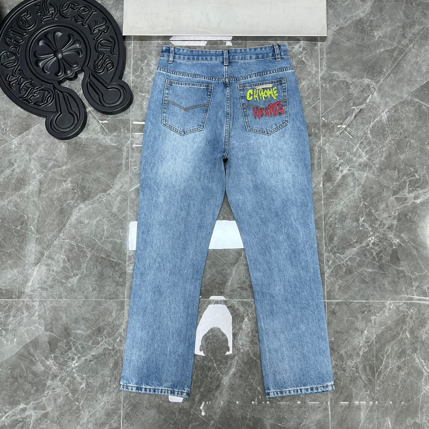 CHH Chrome Hearts Jeans Metal Logo Decoration