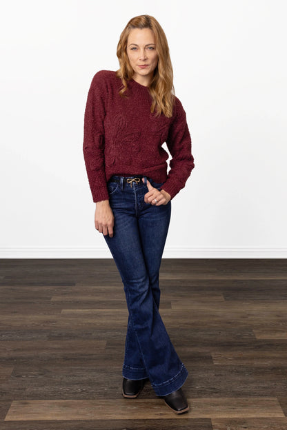 ALB Custom Women's Ribbed Neck Floral Sweater