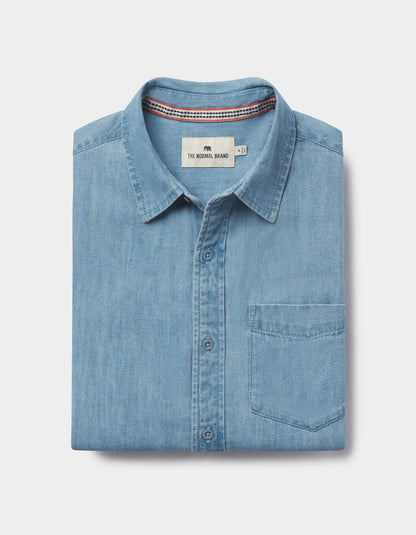 Cotton Denim Long Sleeve Button Up