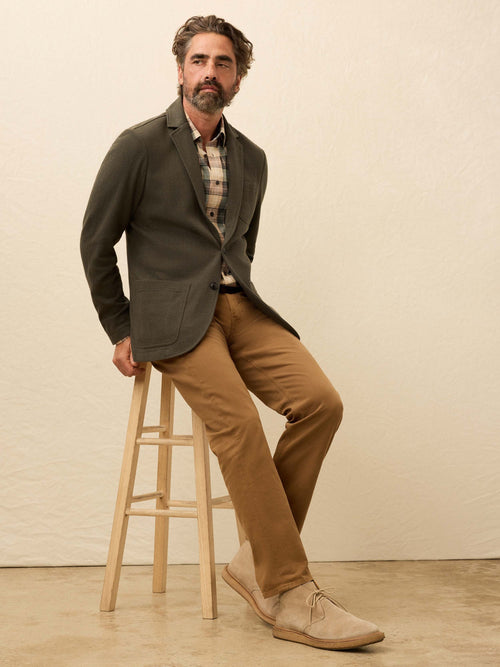 Inlet Knit Tweed Blazer - Olive Lake Herringbone