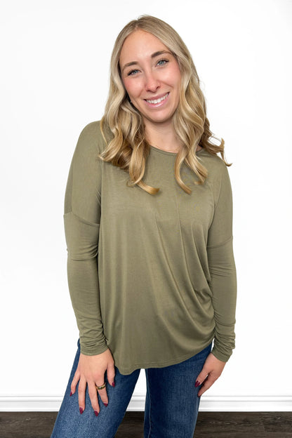 ALB Custom Women's Premium Everyday Scoop Neck Long Sleeve Top