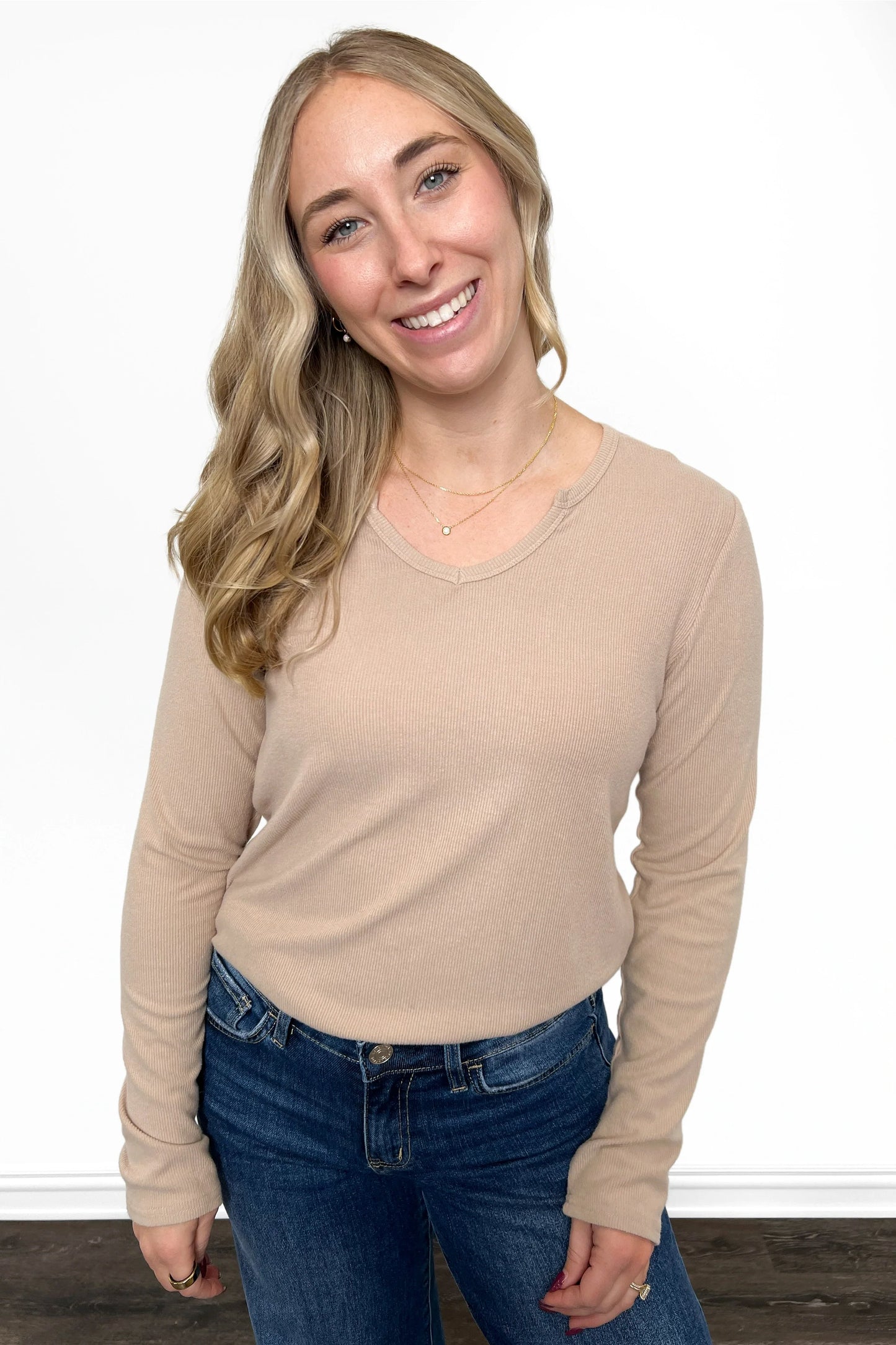 ALB Custom Women's Ribbed Notched Neckline Top