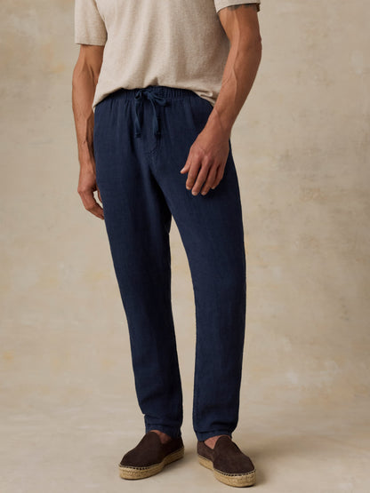 Linen Drawstring Pant - Island Navy