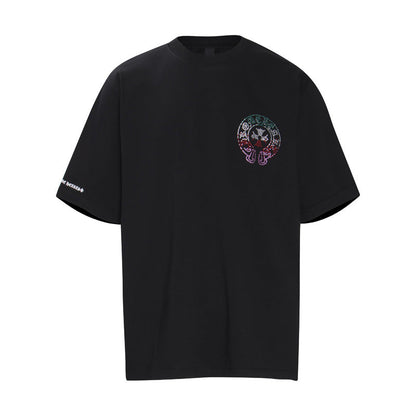 CHH Chrome Heart T Shirts Horseshoe Sanskrit Cross Color Hot Diamond Short Sleeve T-Shirt