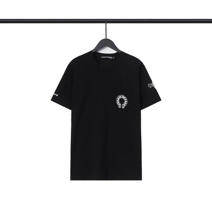 CHH Chrome Heart T Shirts Chrome Hearts Cross Sanskrit Print Short Sleeve Crew Neck T-Shirt