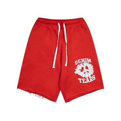 Denim Stars Shorts Letter Printed Casual Shorts