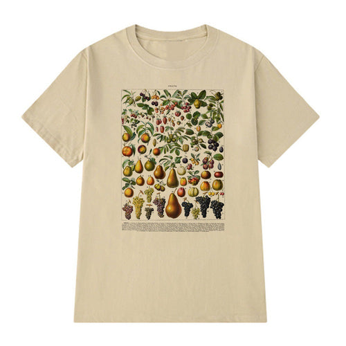 Boho Style Casual Floral Print Top Vintage Fruit