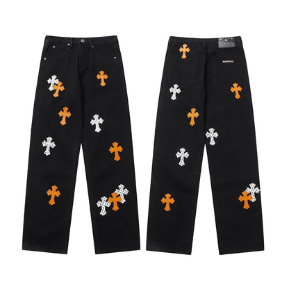 CHH Chrome Hearts Jeans Chrome Unisex Casual Loose Jeans