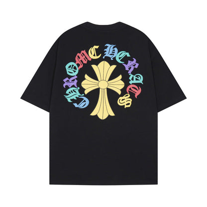 CHH Chrome Heart T Shirts Cross Print Short Sleeve T-Shirt Loose