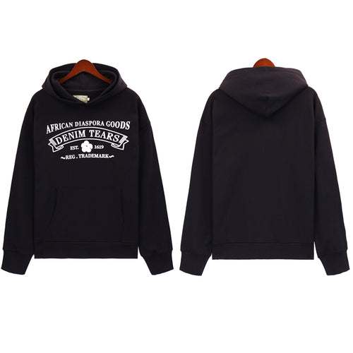Denim Tears Outfit:Hoodie/Sweatpants (Separate Purchase Options) Kapok Letter Hooded Sweater Trousers Sports Suit