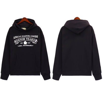Denim Tears Outfit:Hoodie/Sweatpants (Separate Purchase Options) Kapok Letter Hooded Sweater Trousers Sports Suit