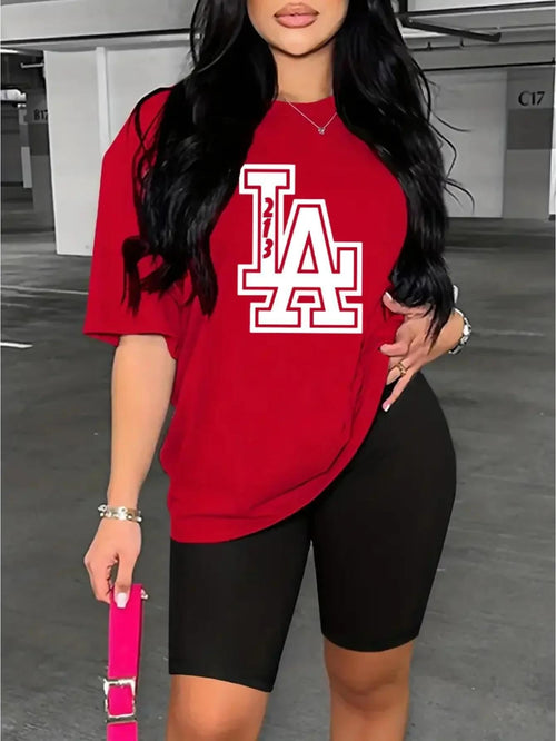 Casual Sports Short Sleeve T-shirts, Simple Letter Print