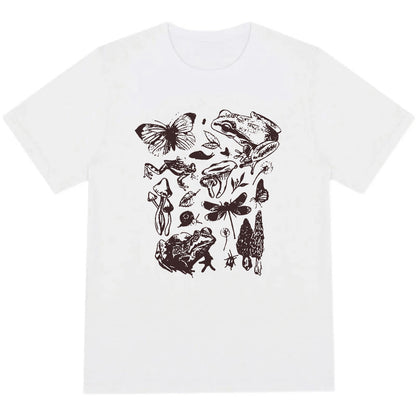 Cute Cottagecore Aesthetic Frog Mushroom Print Shirt Summer