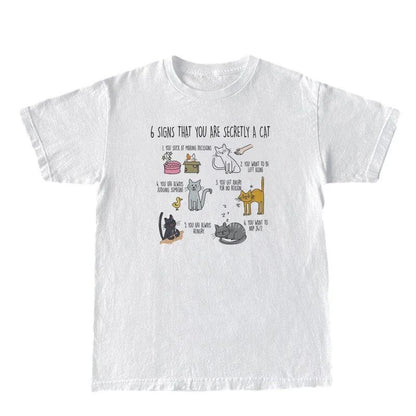 Cute Cartoon Cat Printing T-Shirts For Women Loose Short
