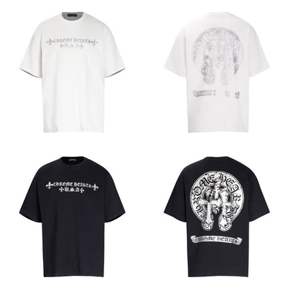 CHH Chrome Heart T Shirts Croix Sanskrit Cross Horseshoe Old T-Shirt