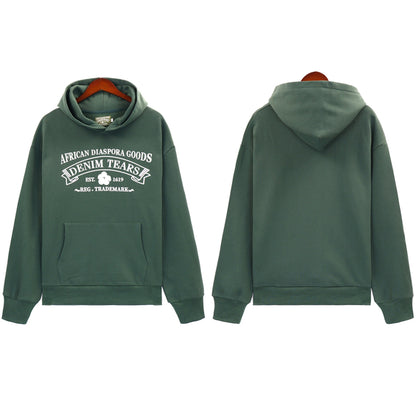 Denim Tears Outfit:Hoodie/Sweatpants (Separate Purchase Options) Kapok Letter Hooded Sweater Trousers Sports Suit