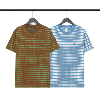 CHH Chrome Heart T Shirts Poison Home Stripe Jacquard Embroidery Short Sleeve Couple T-Shirt