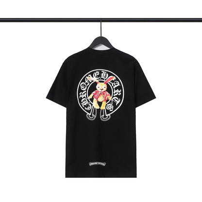 CHH Chrome Heart T Shirts Croix Cross Leather Printed Short Sleeve T-Shirt