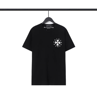 CHH Chrome Heart T Shirts Cross Casual Loose Cotton Crew Neck T-Shirt