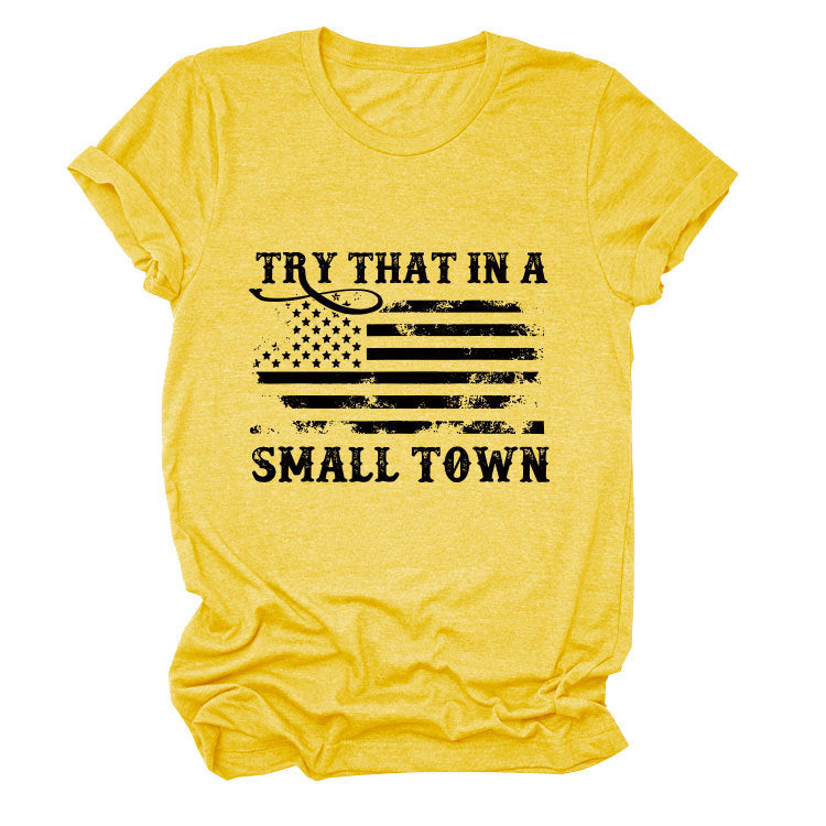 Casual crew neck women's T-shirt personalized printing fashion short sleeves