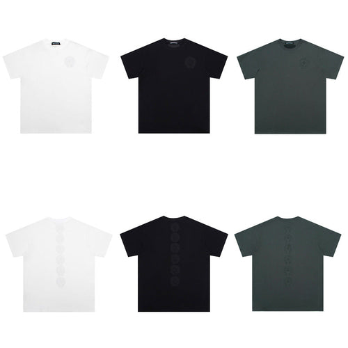 CHH Chrome Heart T Shirts Crowe Cross Print Short Sleeve T-Shirt Loose