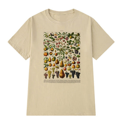 Boho Style Casual Floral Print Top Vintage Fruit