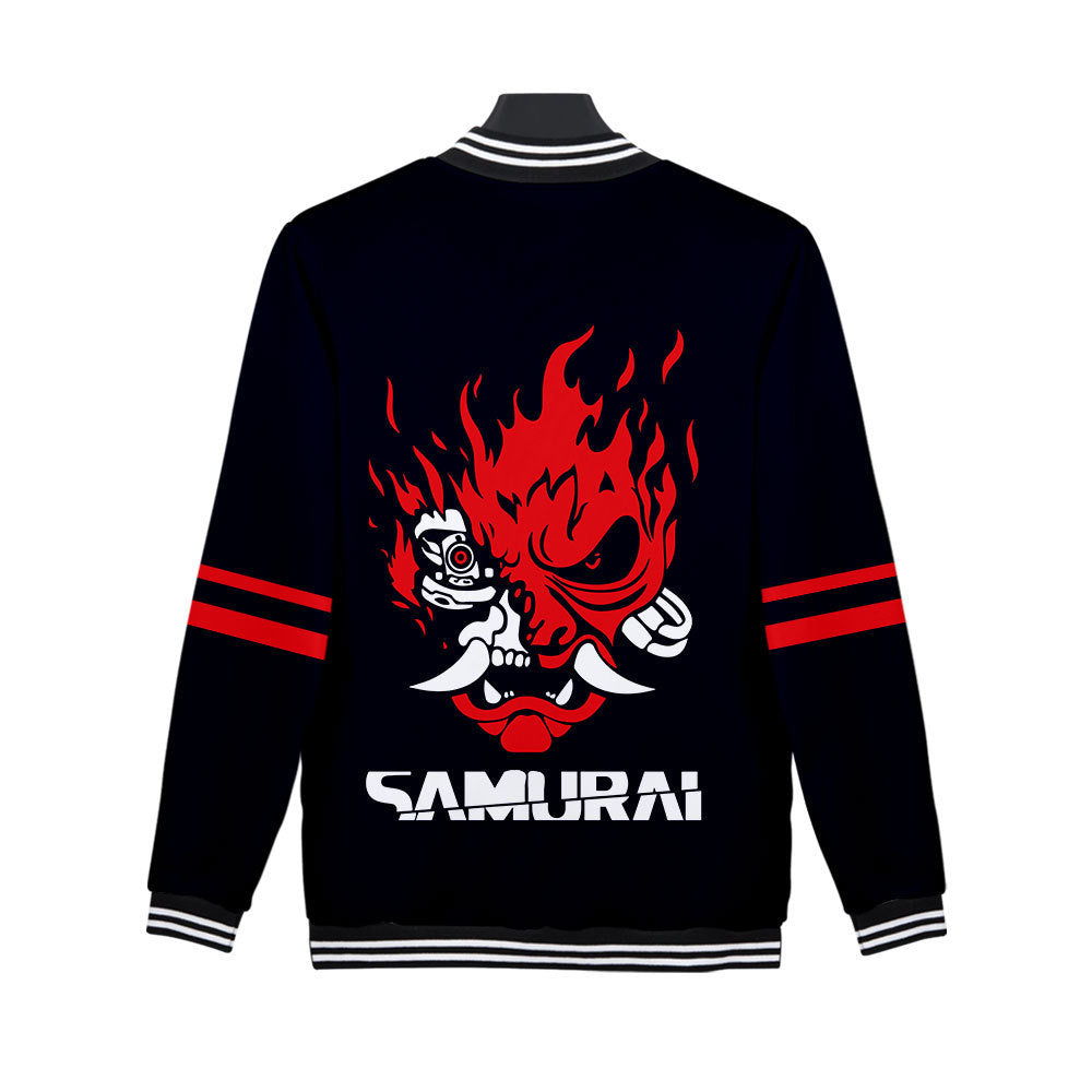 Cyberpunk 2077 Jacket Baseball Uniform Long Sleeve Fleece Button Jacket