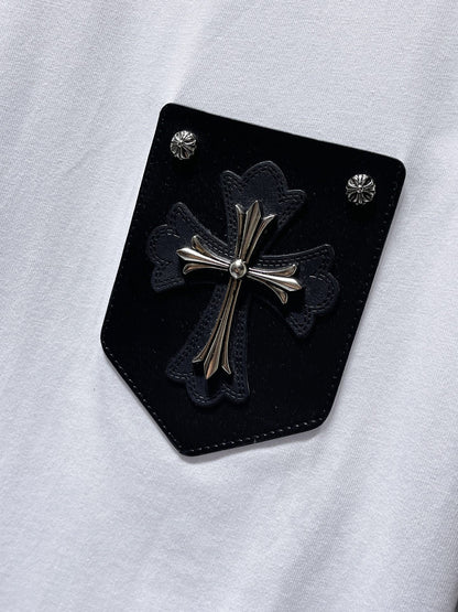 Chh Chrome Hearts T Shirts Pocket Handmade Button Casual Short Sleeve T-Shirt