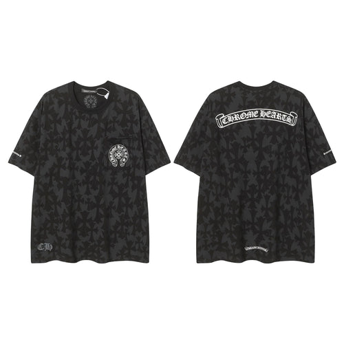 CHH Chrome Heart T Shirts Sanskrit logo embroidery fashion versatile loose T-shirt