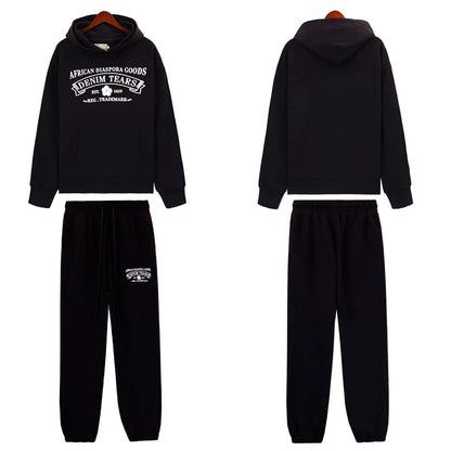 Denim Tears Outfit:Hoodie/Sweatpants (Separate Purchase Options) Casual Hooded Sweatshirt Sweatpants