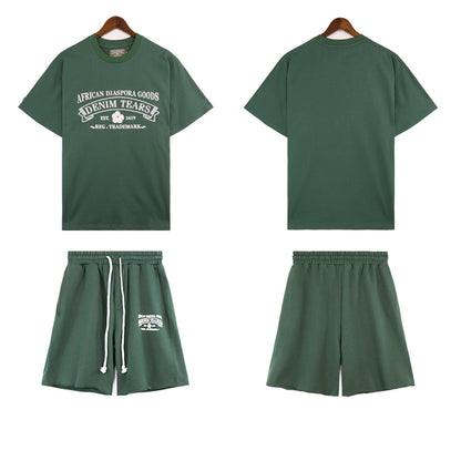 Denim Tears Outfit:T Shirt/Shorts (Separate Purchase Options) Short Sleeve T-shirt Men and Women Sports Shorts Suit