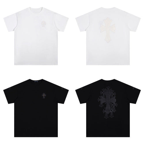 CHH Chrome Heart T Shirts Croix Cross Color Embroidery Printed Short Sleeve T-Shirt Loose