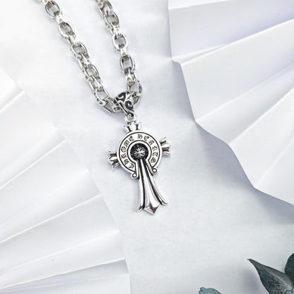 Chrome Hearts Necklace Hexagram Flame Cross Vintage Pendant