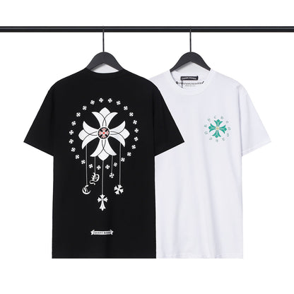 CHH Chrome Heart T Shirts Cross Casual Loose Cotton Crew Neck T-Shirt