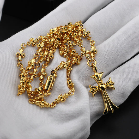 Chrome Hearts Necklace Gold Retractable Cross Premium Cold Wind Versatile for Men and Women