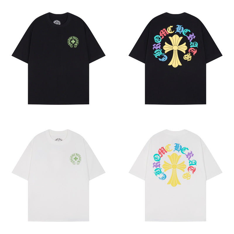 CHH Chrome Heart T Shirts Cross Print Short Sleeve T-Shirt Loose