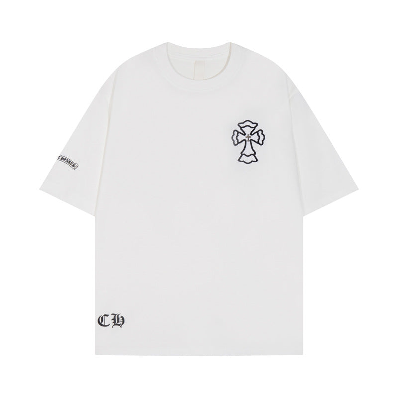 CHH Chrome Heart T Shirts Cross Print Short Sleeve T-Shirt Loose