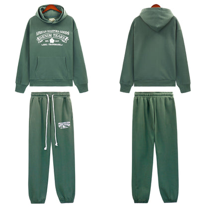Denim Tears Outfit:Hoodie/Sweatpants (Separate Purchase Options) Kapok Letter Hooded Sweater Trousers Sports Suit