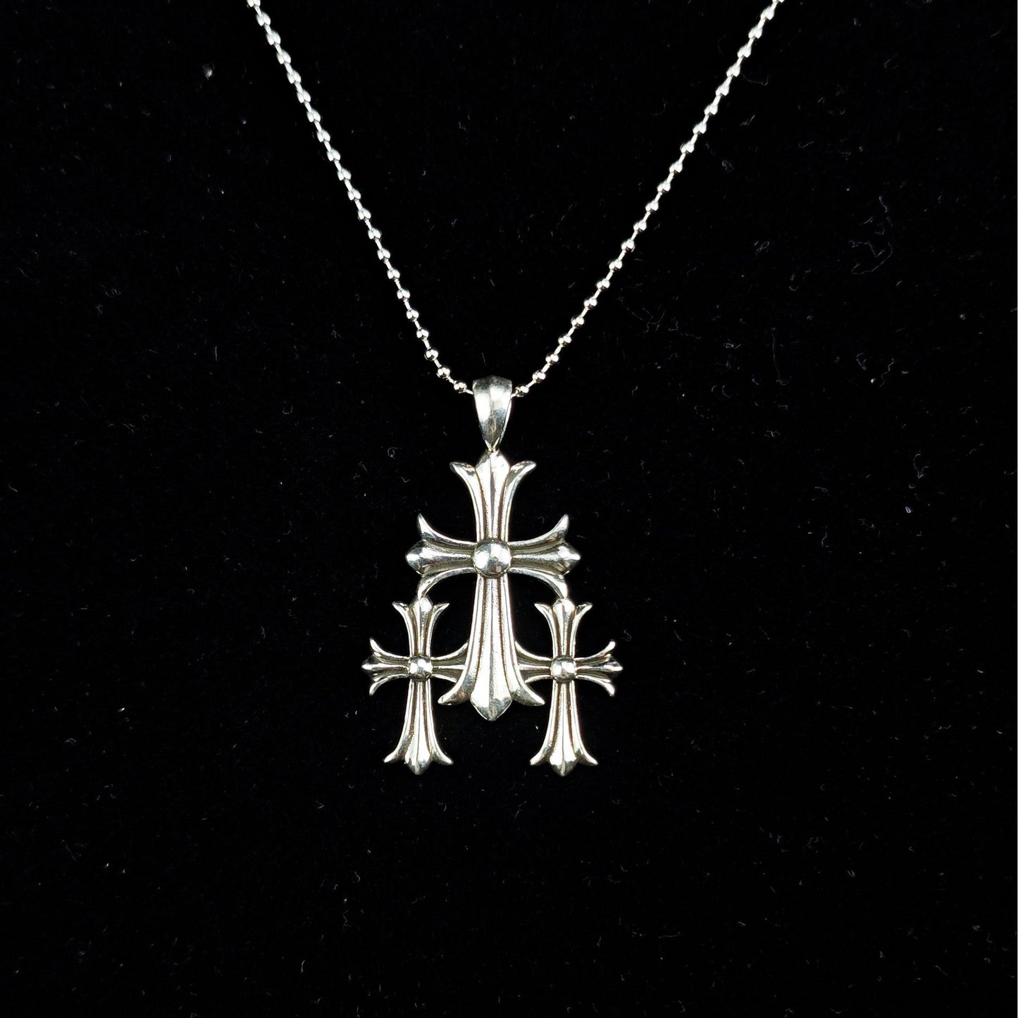 Chrome Hearts Necklace Cross Pendant Men's Vintage Thai Silver Letter Bead Necklace