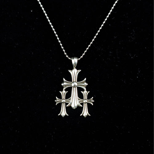 Chrome Hearts Necklace Cross Pendant Men's Vintage Thai Silver Letter Bead Necklace