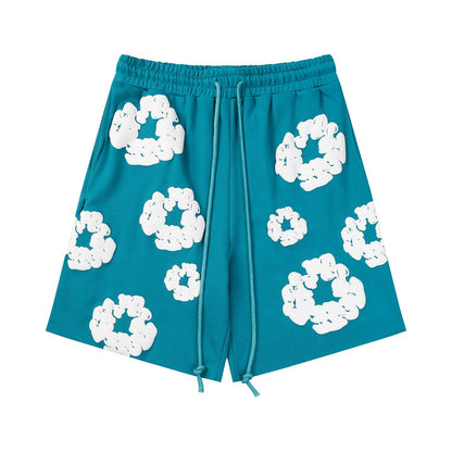 Denim Tears Outfit:T Shirt/Shorts (Separate Purchase Options) Puff Print Short Sleeve T-shirt Loose Couple Shorts Suit