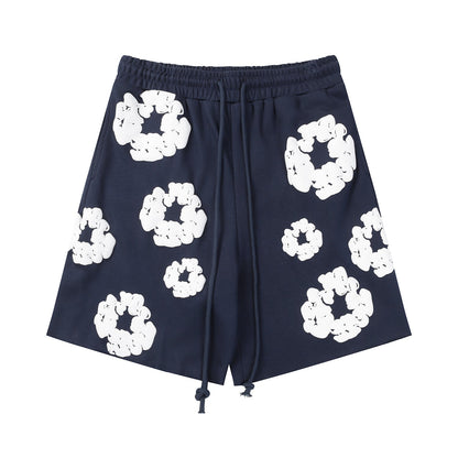 Denim Tears Outfit:T Shirt/Shorts (Separate Purchase Options) Puff Print Short Sleeve T-shirt Loose Couple Shorts Suit