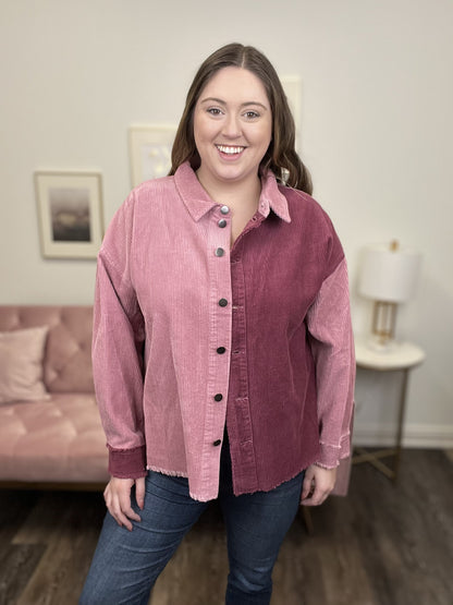 Restless Heart Women's Color-Blocked Corduroy Shacket
