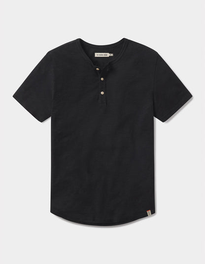 Vintage Slub Henley in Black