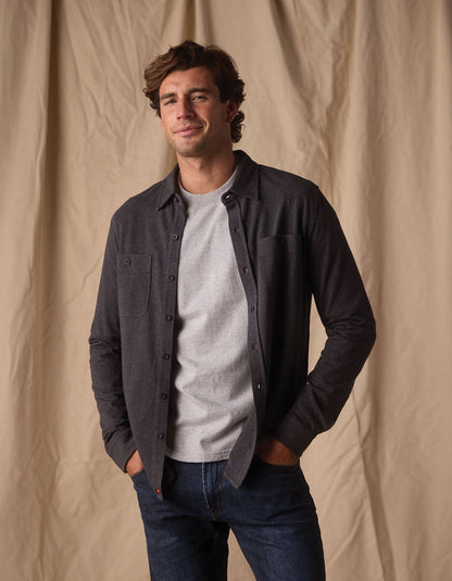 Lennox Jersey Button Up in Heather Charcoal