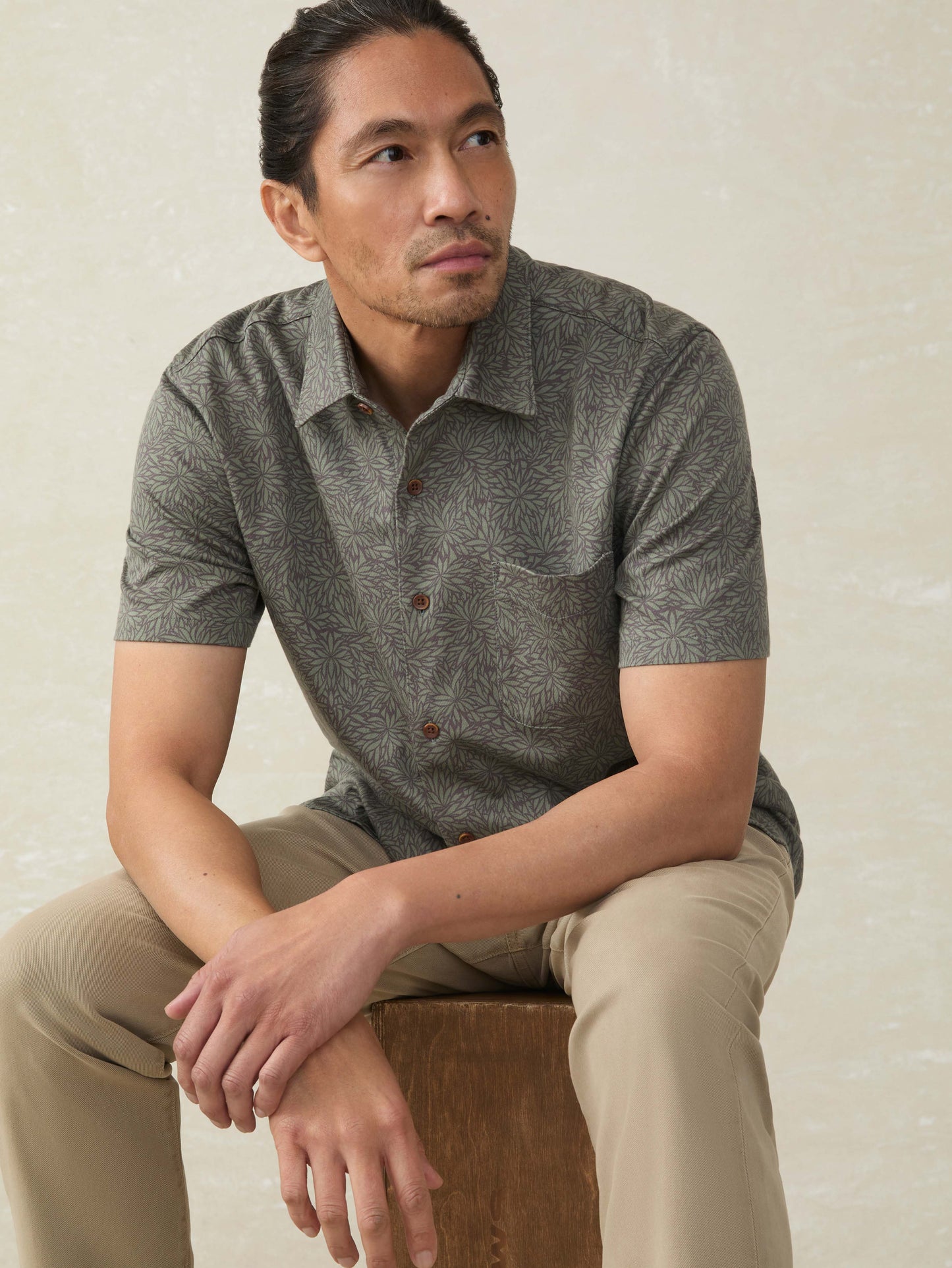 Short-Sleeve Hermosa Shirt - Olive Frond