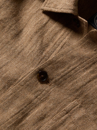 Herringbone Studio Jacket - Khaki Herringbone